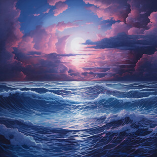 海上落日插画