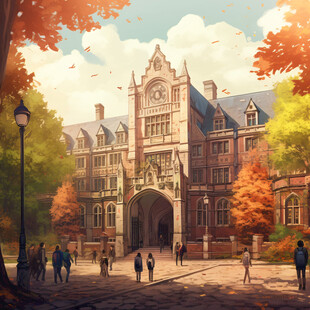 普林斯顿大学插画背景
