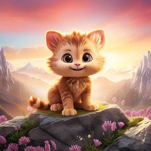 写实猫毛茸茸宠物插画