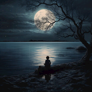 禅境秋夜极品意境插画