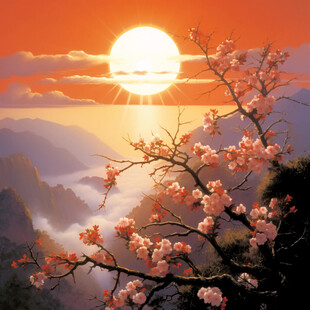 旭日东升插画