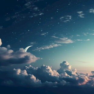 夜晚云彩星星