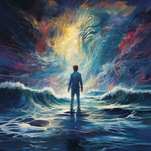 男人背影超现实虚空间