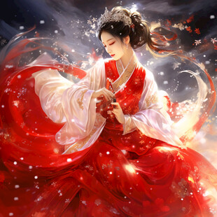 红衣少女设计古风