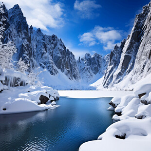 高山湖泊冰雪