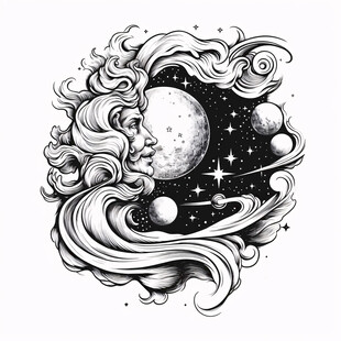 月亮星星海浪logo