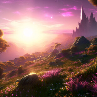 唯美梦幻花田场景