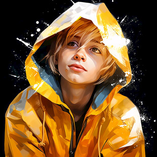 穿黄色雨衣的男孩