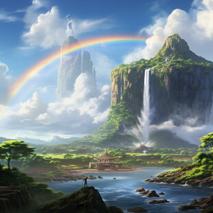 瀑布山水流水生财