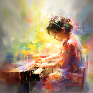 弹钢琴美女少女