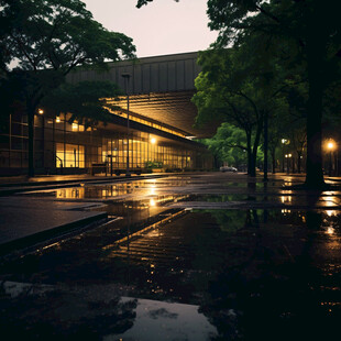 大学图书馆夜景