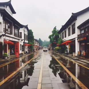 雨后古镇街道