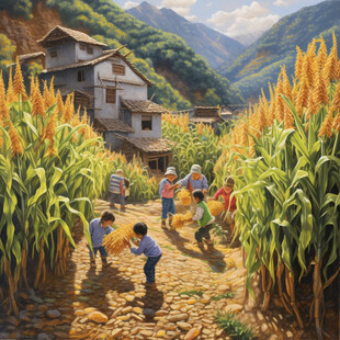 五谷杂粮农忙劳作场景