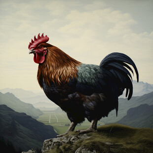 高山散养鸡插画