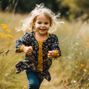 田间奔跑的女孩