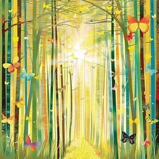 意境彩色竹林