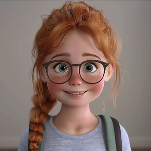 卡通可爱红发小姐姐