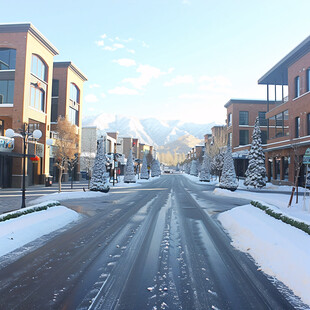 雪景景观城市街道雪景