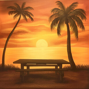 海边落日插画