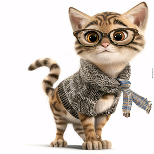 写实猫毛茸茸宠物插画