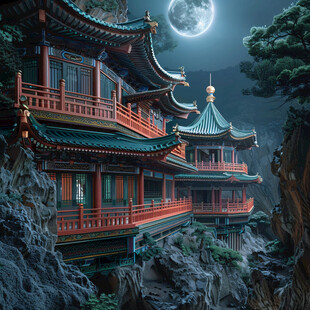 新中式楼阁皇宫山水