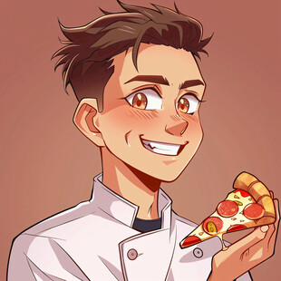 卡通男厨师端披萨头像