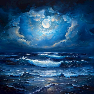月夜油画