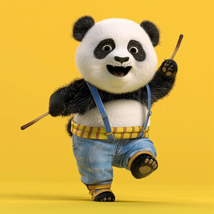 卡通熊猫武侠功夫大侠