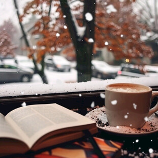 大雪喝咖啡