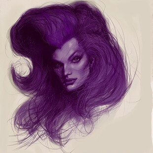 头发飘逸时尚水彩画