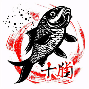 鲤鱼手绘logo