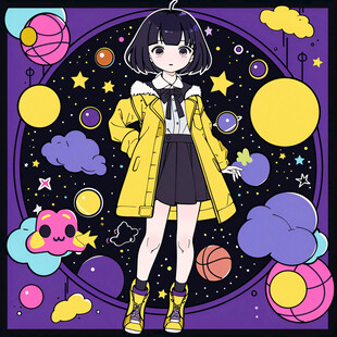 宇宙女孩插画