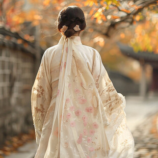 穿韩服的女孩背影