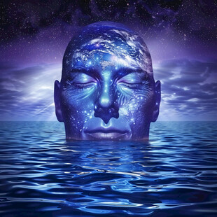 在超现实空间里的人