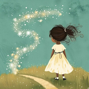 孤单的小女孩插画
