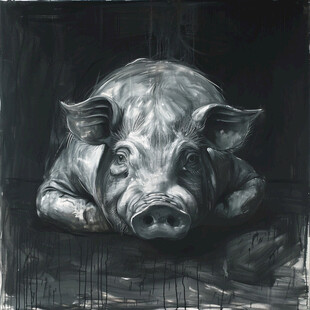 油画猪