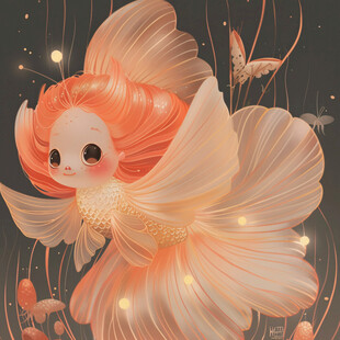 甜美可爱美人鱼插画