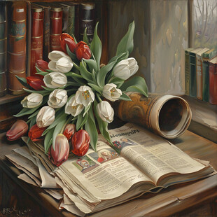 手绘郁金香装饰画