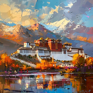 布达拉宫水彩