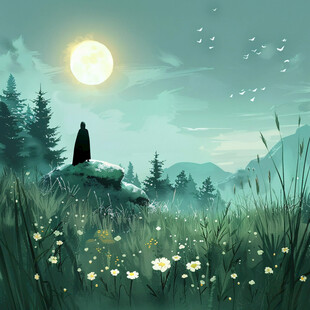 荒野黄昏插画