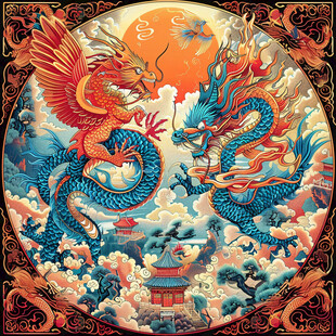 龙凤呈祥插画