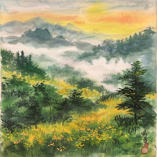 山云雾风景画