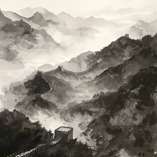 长城风景插画