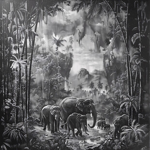 森林公园大象油画