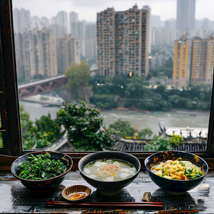 雨天阴天的窗外风景