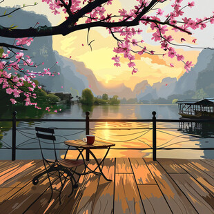 插画山水风景