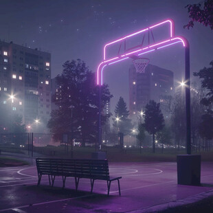篮球场夜景