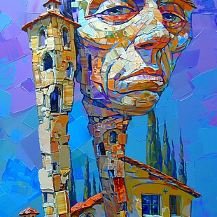 人脸色块拼接装饰画