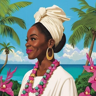 异国风情女子油画