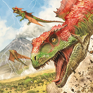 手绘恐龙场景图